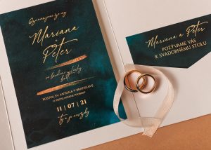 rozkládací svatební oznámení s kapsou zelený