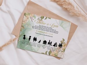 Svatební oznámení časová os Green roses