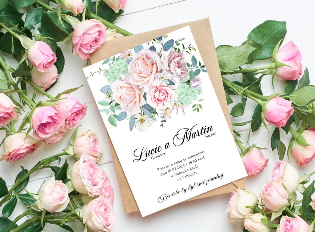 Svatební oznámení s kytkou KYT02