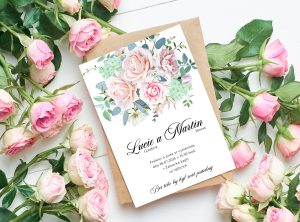 svatební oznámení s kytkou