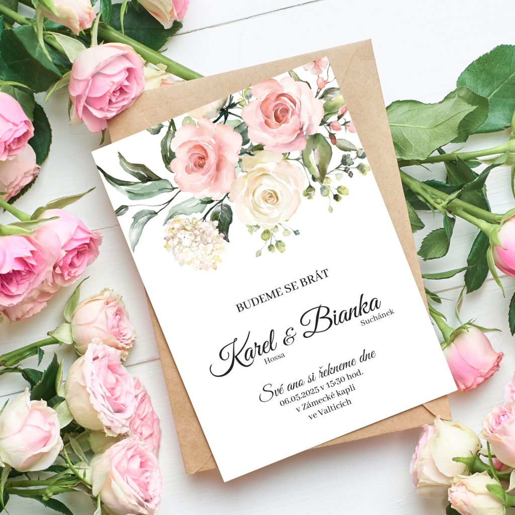 Svatební oznámení s kytkou KYT05