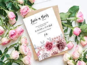 svatební oznámení s kytkou