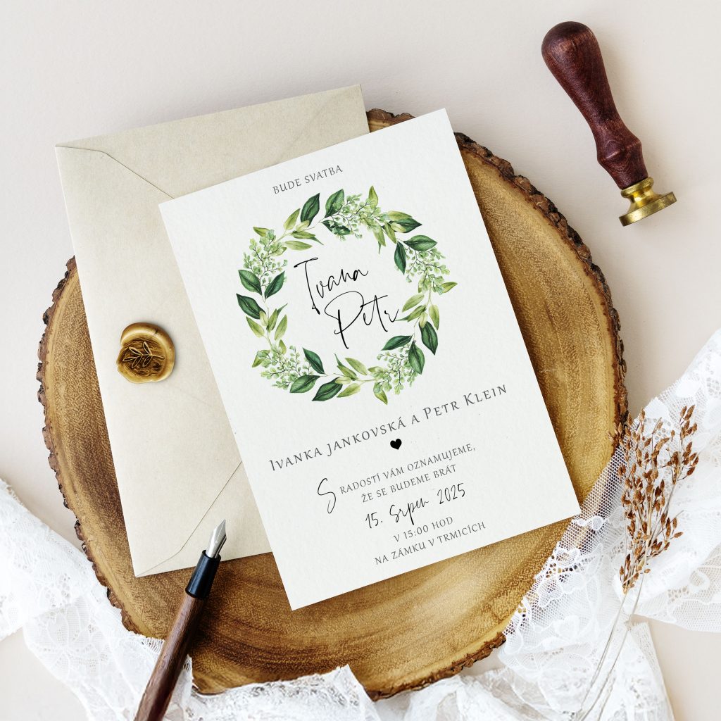 Luxusní svatební oznámení s lístky LSO2025_CZ_0419