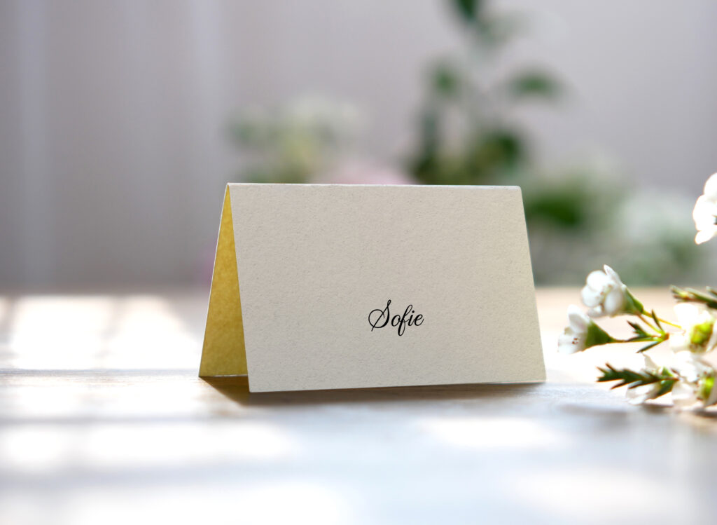Přírodní svatební jmenovka imitace craft papír 2