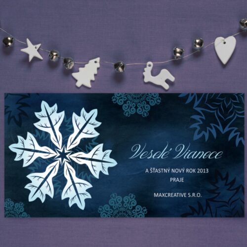 modrá novoročenka s přáním