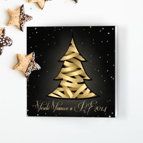 novoročenka s hvězdama a stromem