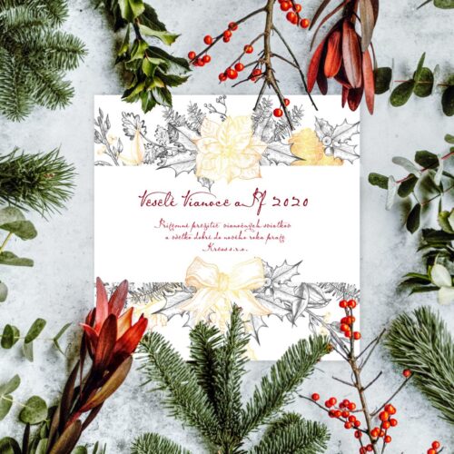 kreslená novoročenka s květinovým motivem