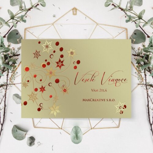 novoročenky s přáním a červenými květy