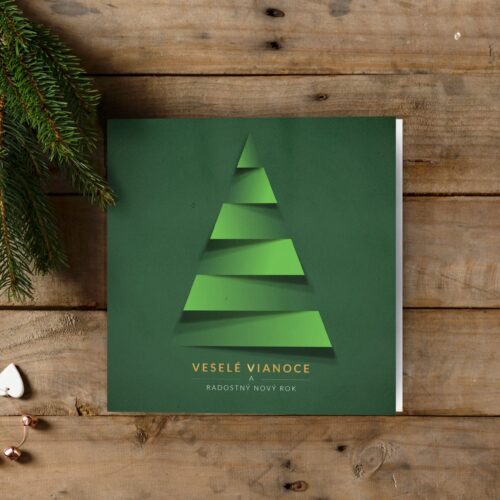 zelená novoročenka se stromečkem