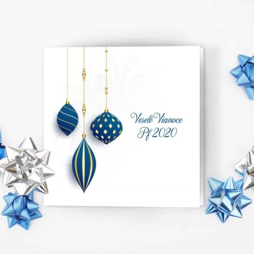 novoročenky s modrými koulemi