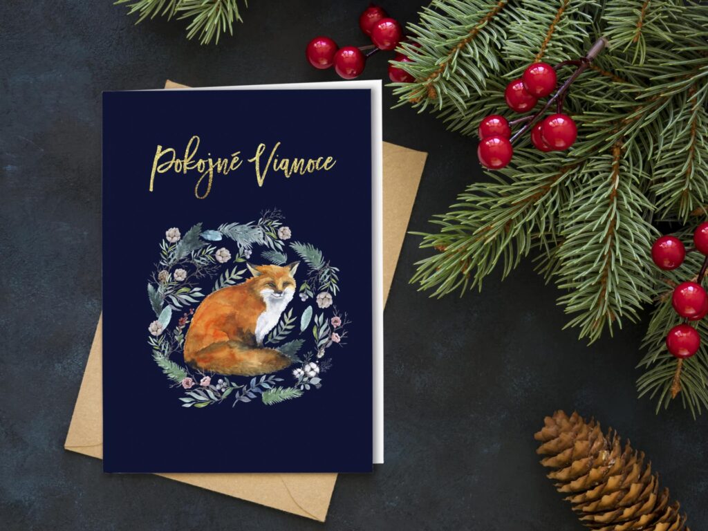 Novoročenka moderní s liškou