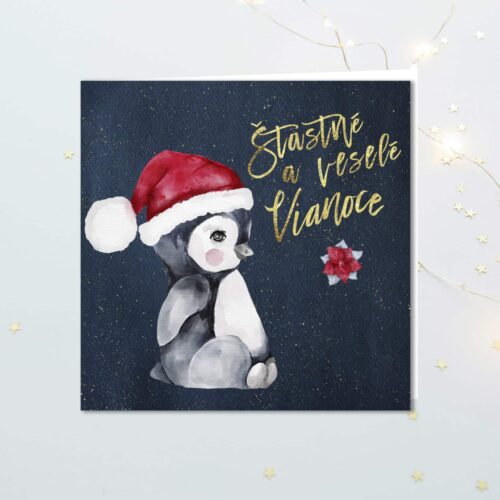 firemní novoročenka s tučňákem