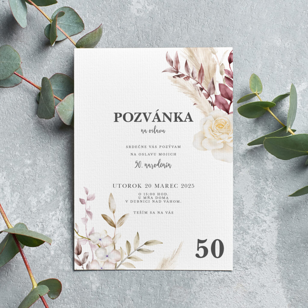 Pozvánka na oslavu Boho Flowers