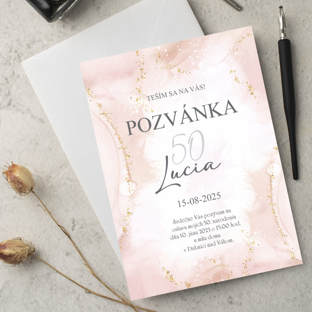 Pozvánka na oslavu růžový akvarel