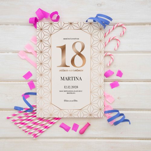 Pozvánka na narozeniny 18tky Gold retro