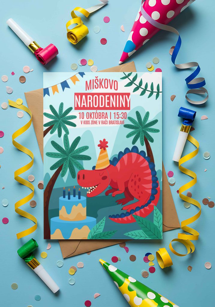 Pozvánka na dětskou oslavu Dinosaurus