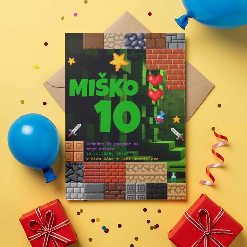 Pozvánka na dětskou oslavu Minecraft