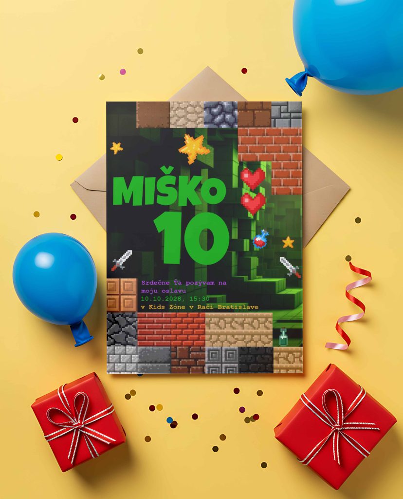 Pozvánka na dětskou oslavu Minecraft