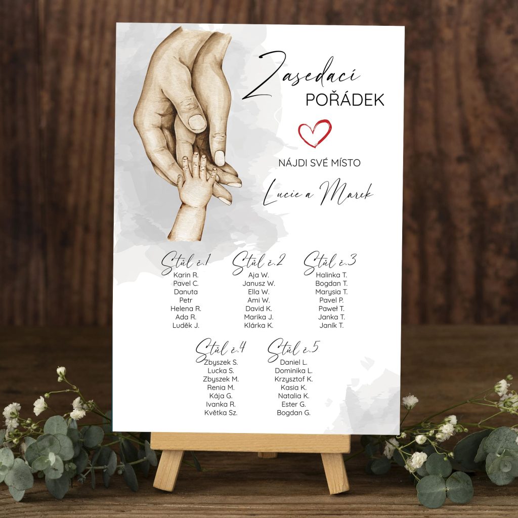 Zasedací pořádek na svatbu Dlaně 2