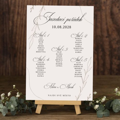 zasedací pořádek na svatbu