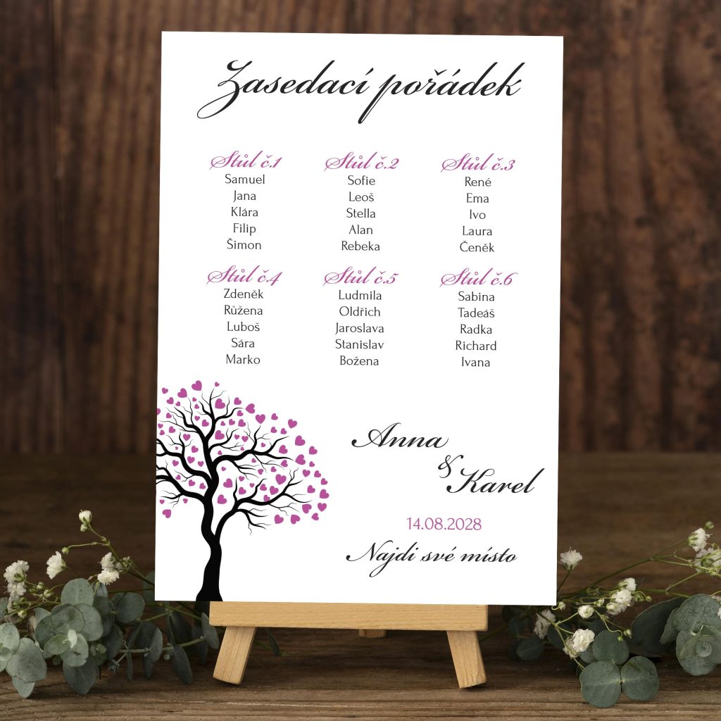 Zasedací pořádek na svatbu Strom