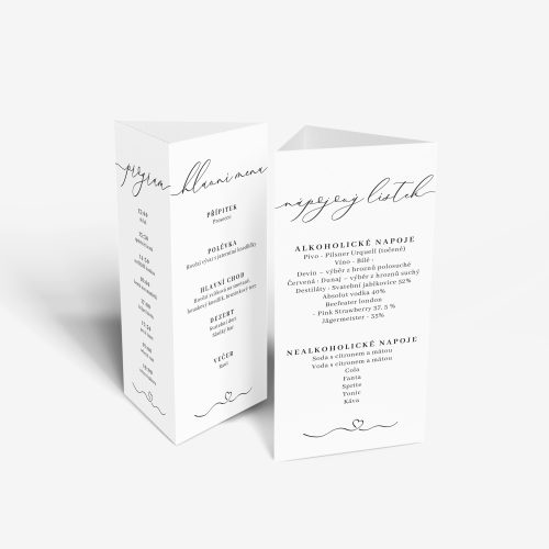 svatební menu tisk stojan