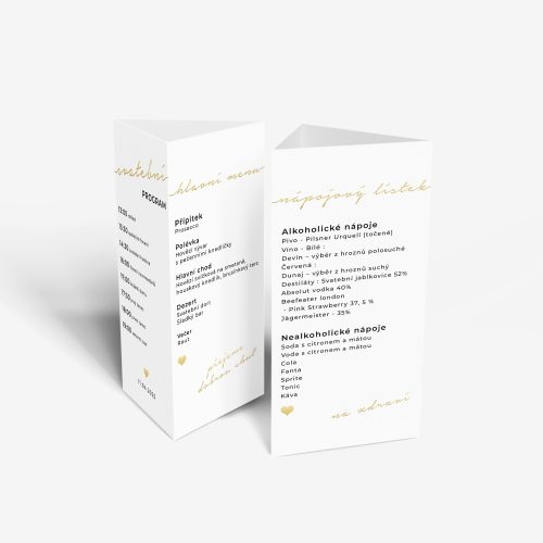 svatební menu tisk stojan