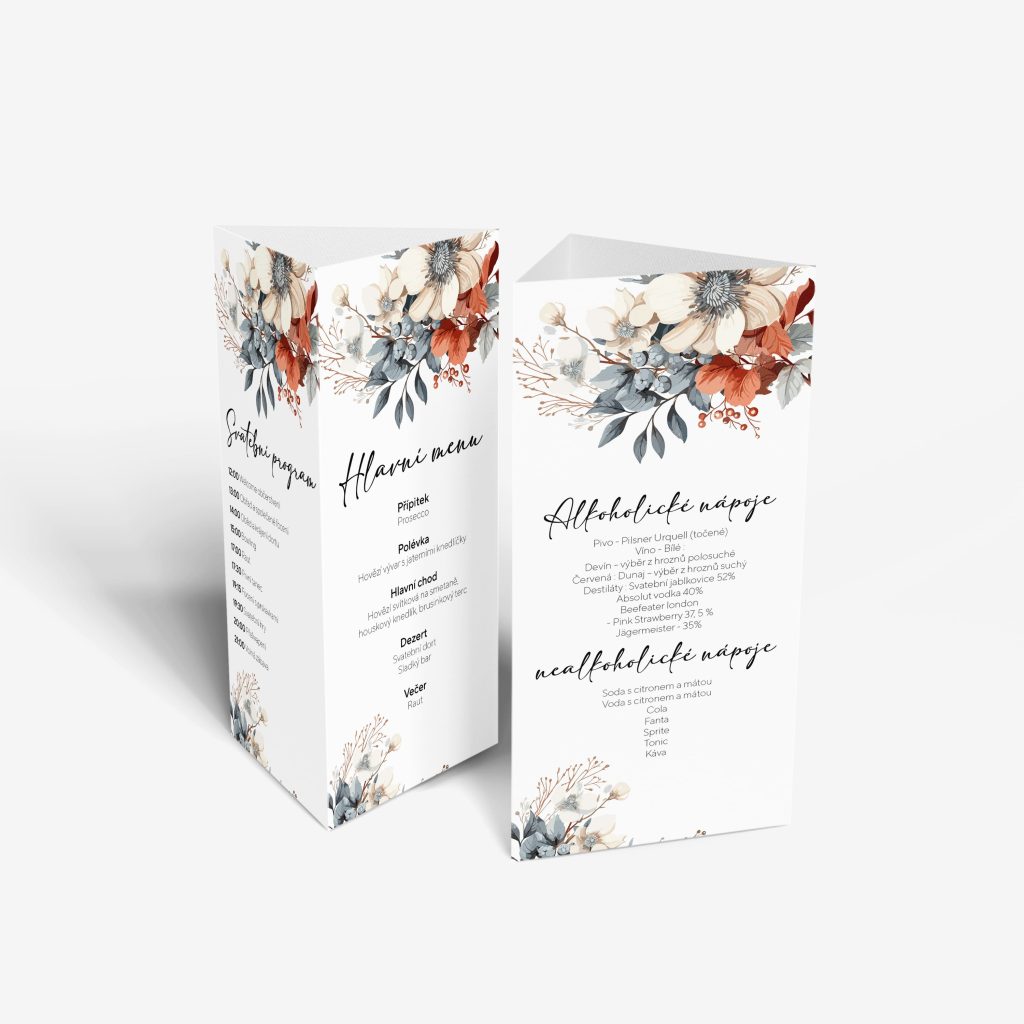 Svatební menu trojhran stojánek KYT03