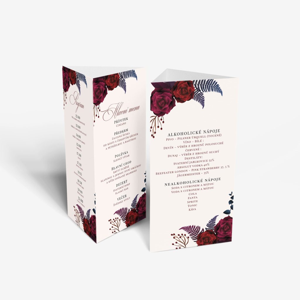 Svatební menu trojhran stojánek NO48