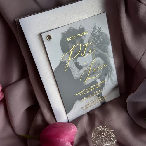 svatební oznámení transparentní s fotkou