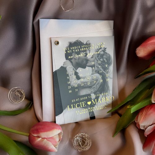 svatební oznámení transparentní s fotkou