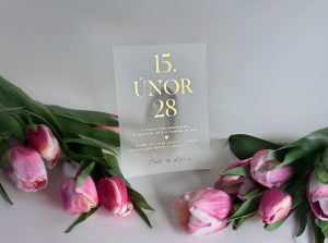 svatební ozámení luxusní, plexi, metalický potisk
