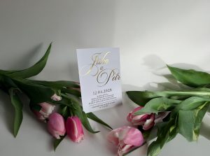 svatební oznámení s metalickým potiskem