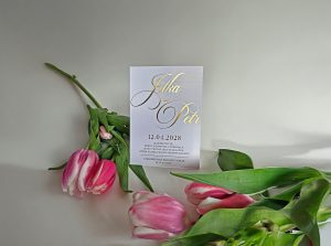 svatební oznámení s metalickým potiskem