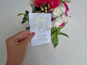 svatební oznámení s metalickým potiskem