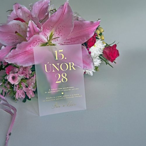 svatební ozámení luxusní, plexi, metalický potisk