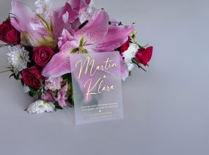 svatební ozámení luxusní, plexi, metalický potisk