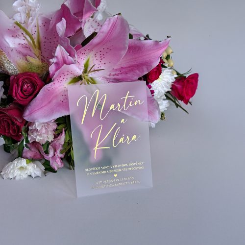 svatební ozámení luxusní, plexi, metalický potisk