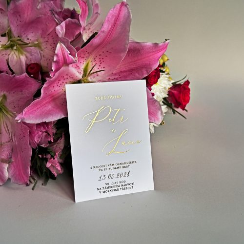 svatební ozámení luxusní, plexi, metalický potisk