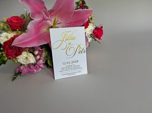 svatební oznámení s metalickým potiskem