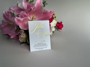 svatební oznámení s metalickým potiskem