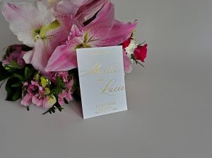 svatební oznámení s metalickým potiskem