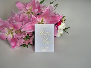 svatební oznámení s metalickým potiskem