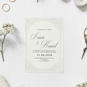 svatební oznámení se slepotiskem
