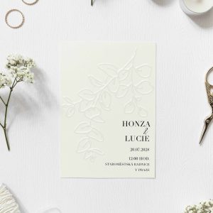 svatební oznámení se slepotiskem