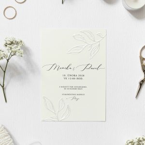 svatební oznámení se slepotiskem