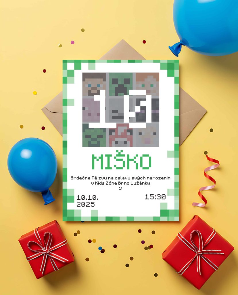 Pozvánka na narozeniny Minecraft basic
