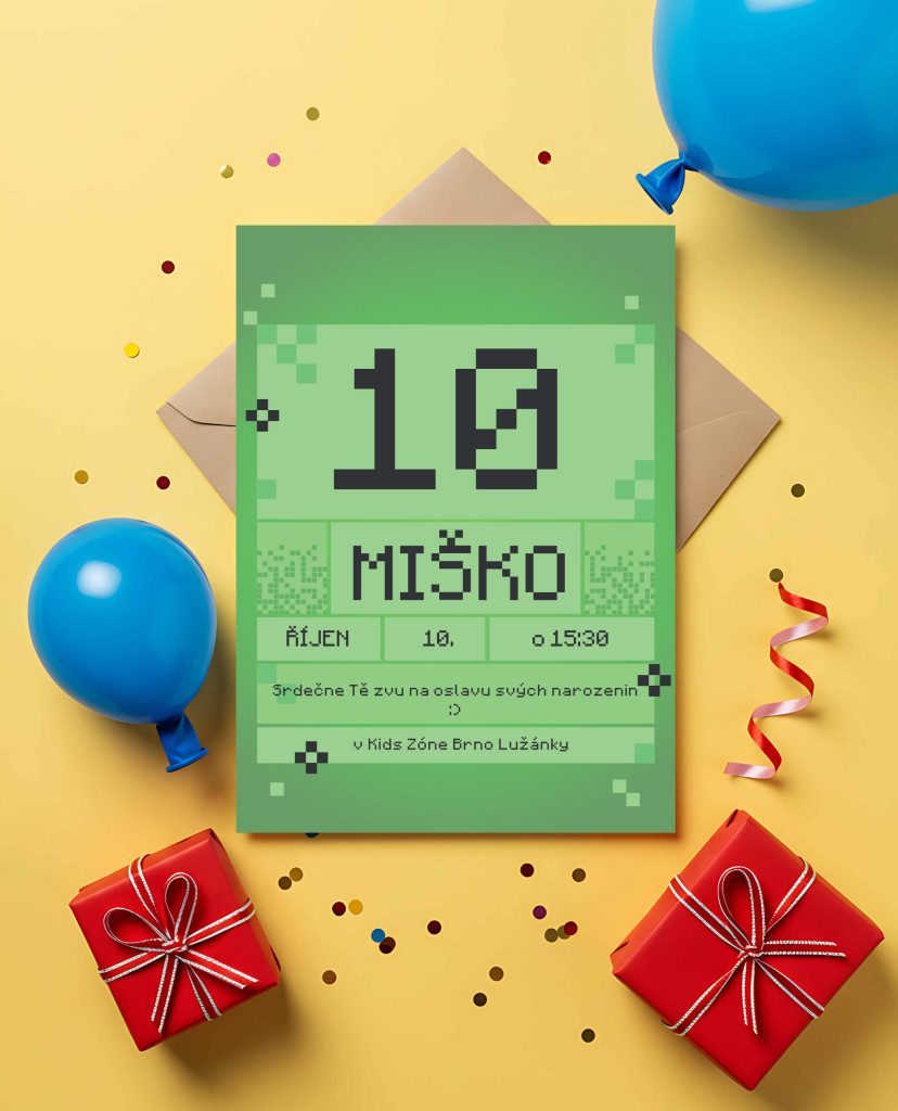 Pozvánka na narozeniny Minecraft zelená