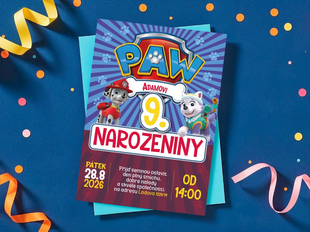 Pozvánka na narozeniny Tlapková patrola 3