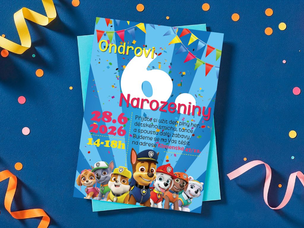 Pozvánka na narozeniny Tlapková patrola 2